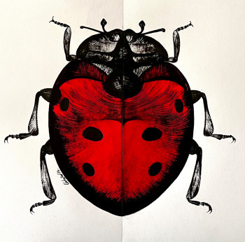 Zeitgenössisches Werk mit dem Titel « Red ladybug », Erstellt von CHAHRAZED