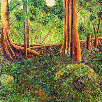 Zeitgenössisches Werk mit dem Titel « Arbre et pirogue », Erstellt von JULIEN GILLES