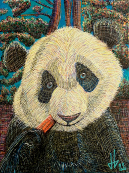 Zeitgenössisches Werk mit dem Titel « Panda's meal », Erstellt von JULIEN GILLES