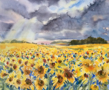 Zeitgenössisches Werk mit dem Titel « Tournesols », Erstellt von MARYNA OLKHOVA