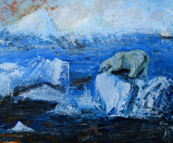 Zeitgenössisches Werk mit dem Titel « Survie Arctique, Ours Polaire en Péril », Erstellt von MARIE-LAURE TOURNIER