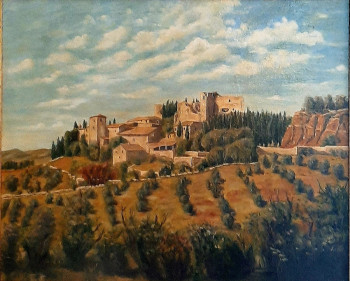 Zeitgenössisches Werk mit dem Titel « Paysage de Toscane », Erstellt von E.BONHOMME B. D'AURIAC