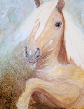 Zeitgenössisches Werk mit dem Titel « Cheval au regard serein. », Erstellt von MODESTO