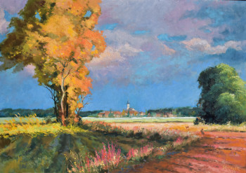 Zeitgenössisches Werk mit dem Titel « Ballade dans les champs à Geispolsheim », Erstellt von ROBERT SCHOULER