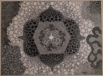 Zeitgenössisches Werk mit dem Titel « Black and white flower », Erstellt von ALI SAGGAR