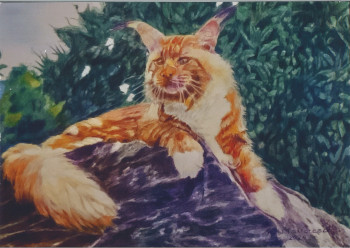 Zeitgenössisches Werk mit dem Titel « Chat Maine Coon XXL », Erstellt von JACQUES TAFFOREAU