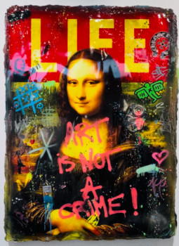 Zeitgenössisches Werk mit dem Titel « Mona Art is not a crime », Erstellt von N.NATHAN