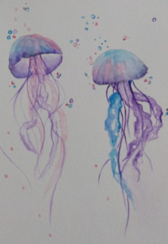 Zeitgenössisches Werk mit dem Titel « Mon inspiration est la nature , couleurs pastel , aquarelle . », Erstellt von MARIANNE SALIBA