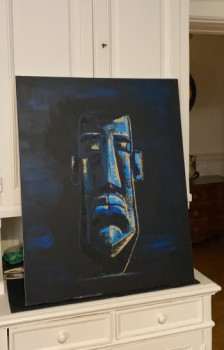 Zeitgenössisches Werk mit dem Titel « The blue Moai », Erstellt von AMANDA MC STUDIO