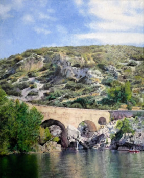 Zeitgenössisches Werk mit dem Titel « Le Pont du Diable à Saint-Guilhem-le-Désert », Erstellt von MICHEL DUPUIS