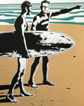 Zeitgenössisches Werk mit dem Titel « Two Surfer », Erstellt von JéRôME TRAVERS