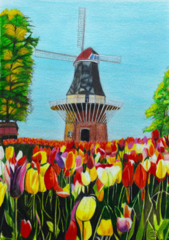 Zeitgenössisches Werk mit dem Titel « Keukenhof », Erstellt von PIRDESSINS