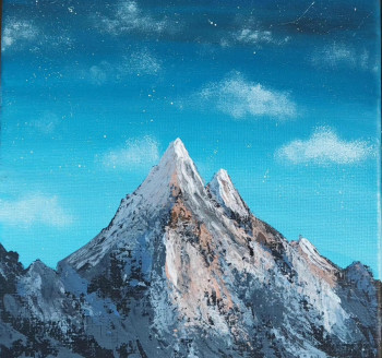 Zeitgenössisches Werk mit dem Titel « Mountain acrylic painting », Erstellt von STELLA ZANAI