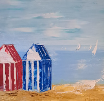 Zeitgenössisches Werk mit dem Titel « Cabanes de plages », Erstellt von CHOUPITA