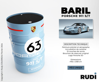 Zeitgenössisches Werk mit dem Titel « Porsche 911 S/T », Erstellt von RUDI