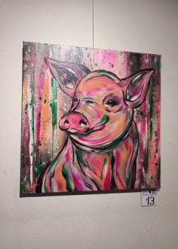 Zeitgenössisches Werk mit dem Titel « Animal - cochon - street art », Erstellt von CéDRIC CRéA