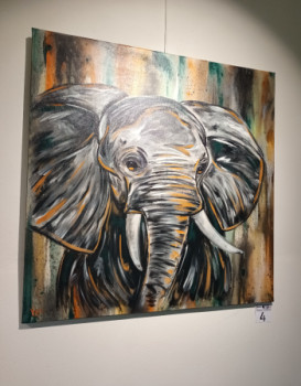 Zeitgenössisches Werk mit dem Titel « Animal - éléphant d'Afrique - street art », Erstellt von CéDRIC CRéA