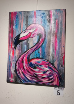 Zeitgenössisches Werk mit dem Titel « Animal - flamant rose - street art », Erstellt von CéDRIC CRéA