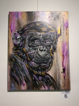 Zeitgenössisches Werk mit dem Titel « Animal - singe - street art », Erstellt von CéDRIC CRéA