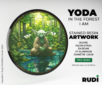 Zeitgenössisches Werk mit dem Titel « Yoda In The Forest I am », Erstellt von RUDI