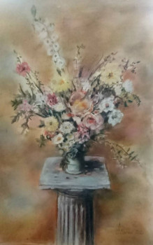 Zeitgenössisches Werk mit dem Titel « Bouquet Colonne au pastel sec », Erstellt von CLICKART+