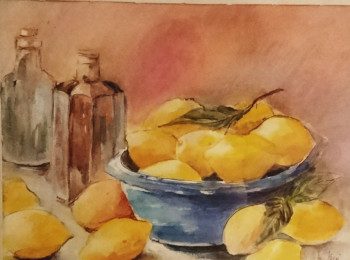 Zeitgenössisches Werk mit dem Titel « Les citrons - Pastel Sec », Erstellt von CLICKART+