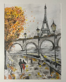 Zeitgenössisches Werk mit dem Titel « Paris en automne », Erstellt von CP