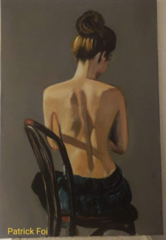 Zeitgenössisches Werk mit dem Titel « Femme à dos nu sur une chaise », Erstellt von PATRICK FOI