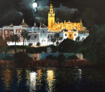 Zeitgenössisches Werk mit dem Titel « SEVILLA DESDE TRIANA (NOCTURNO) », Erstellt von ROLDAN