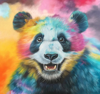 Zeitgenössisches Werk mit dem Titel « Raimbow Panda », Erstellt von VIRGINIE BOISGERAULT