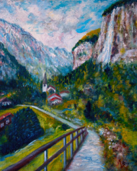 Zeitgenössisches Werk mit dem Titel « Lauterbrunnen I », Erstellt von KRIGOU CHRISTIAN SCHNIDER