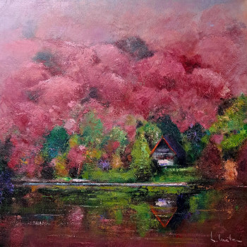 Zeitgenössisches Werk mit dem Titel « Paisaje rosa », Erstellt von BASI MATEO