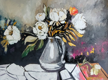 Zeitgenössisches Werk mit dem Titel « BOUQUET FLEURI », Erstellt von BOURILLON KAO