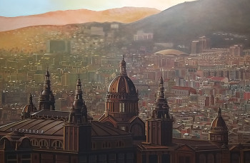 Zeitgenössisches Werk mit dem Titel « Capvespre a Barcelona », Erstellt von ANDREU MIñARRO