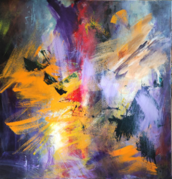 Zeitgenössisches Werk mit dem Titel « Abstraction en couleurs vives », Erstellt von FLORE.M