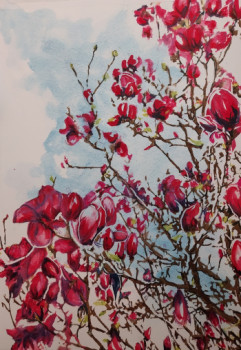 Zeitgenössisches Werk mit dem Titel « Magnolias 2024 », Erstellt von LOUIS LEMéE