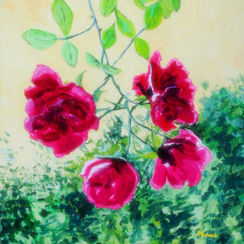 Zeitgenössisches Werk mit dem Titel « LES PIVOINES ARBUSTIVES », Erstellt von NANOU B