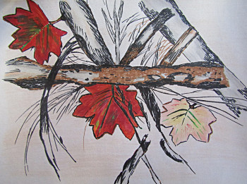 Zeitgenössisches Werk mit dem Titel « feuilles d'automne », Erstellt von ELIZABETH GARCES