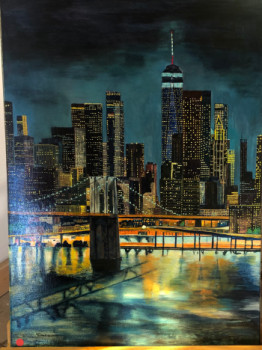 Zeitgenössisches Werk mit dem Titel « New York . toile acrylique 70x50. », Erstellt von VIVIANE