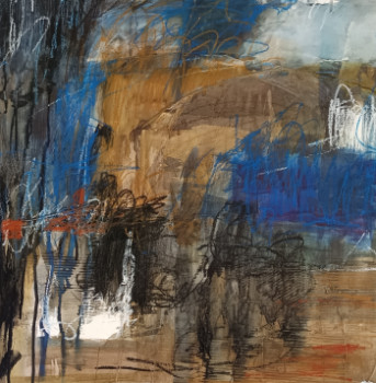 Zeitgenössisches Werk mit dem Titel « Entrelacs,Encre et pastels gras sur carton, », Erstellt von PASCALE PASCALE DENDLEUX