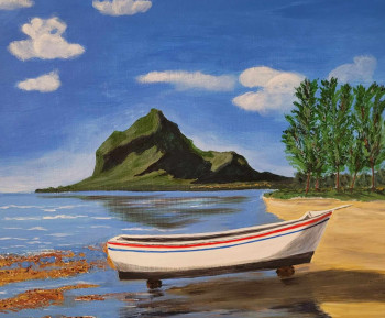 Zeitgenössisches Werk mit dem Titel « Rocher du Morne- Ile Maurice », Erstellt von ANNE LEFèVRE RéMY