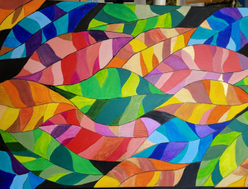 Zeitgenössisches Werk mit dem Titel « Feuilles multicolores », Erstellt von ANNE LEFèVRE RéMY