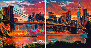 Zeitgenössisches Werk mit dem Titel « New York City & Brooklyn bridge », Erstellt von PERIQUET.ARTEATREVIDO