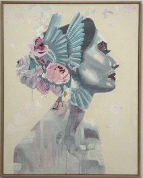 Zeitgenössisches Werk mit dem Titel « Rostro con flores », Erstellt von SUSI