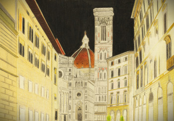 Zeitgenössisches Werk mit dem Titel « Firenze by night », Erstellt von PIRDESSINS