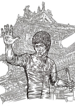 Zeitgenössisches Werk mit dem Titel « Bruce Lee », Erstellt von ERIC ERIC