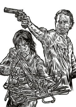 Zeitgenössisches Werk mit dem Titel « Daryl et Rick Walking dead », Erstellt von ERIC ERIC