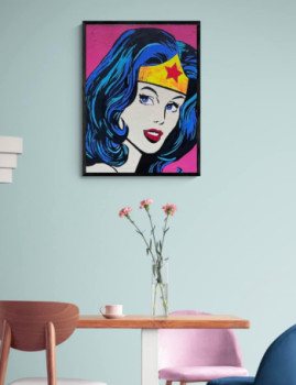 Zeitgenössisches Werk mit dem Titel « Wonder Woman », Erstellt von CYRDEM ART