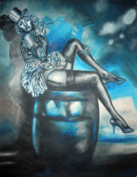 Zeitgenössisches Werk mit dem Titel « Marlene Dietrich L’ange bleu », Erstellt von ERIC ERIC