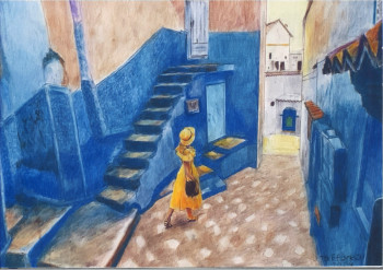 Zeitgenössisches Werk mit dem Titel « Chefchaouen III, visite des lieux », Erstellt von JACQUES TAFFOREAU